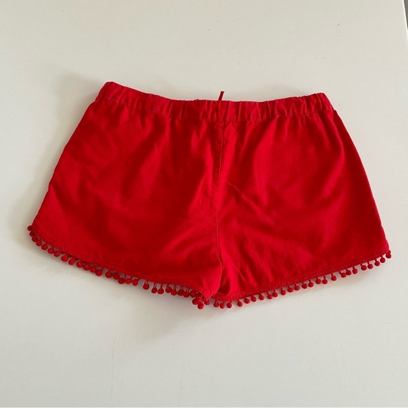 J.Crew Shorts Sz M Red Pom Pom Pull On Pockets Boho Hippie Beach Summer Comfort - Picture 2 of 7